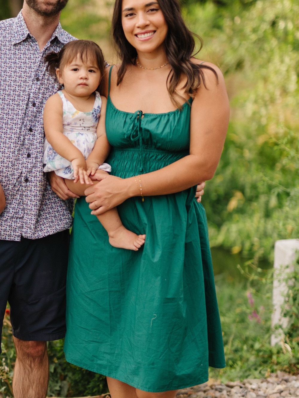 Quince 100% Organic Cotton Keyhole Midi Dress in Garden Green - Picture 8 of 9